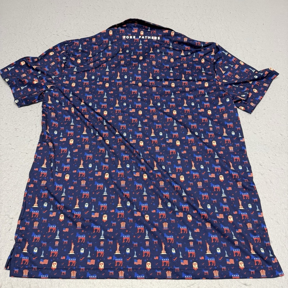 Fore Fathers Polo AOP Mens Large Go Blue Democratic Party Shirt - Picture 8 of 9